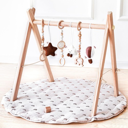 Wooden baby play - with, mat