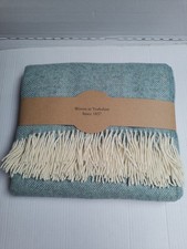 Pure New Wool Throw Blanket Winter Scotland Highlands Blue Shetland Picnic Rug