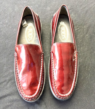 Tod’s Ladies Dark Red Leather Slip On Shoes EU 36.5 Brand New with Dust Bag