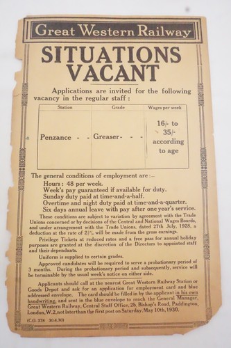 1930 situations vacant gwr - situations,