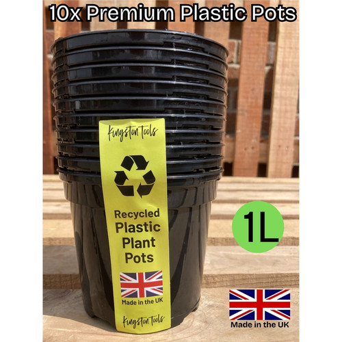 Black plastic plant pots - plastic,