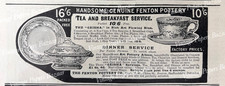 Fenton Pottery Co Staffordshire Tea Dinner Service 1903 antique print advert