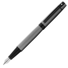 Sheaffer 300 Fountain Pen - Matte Grey Lacquer Black Trim Medium Nib E0934553