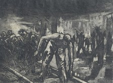 Walther J. Schneider 1907 Hamburg/etching 1932 "night worker" stylus art