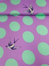 Purple/Mint Polka Free Fall Bird Polka Cotton Sateen Tula Pink EXTRA WIDE Fabric