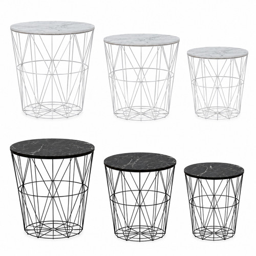 Modern round end table basket - table,