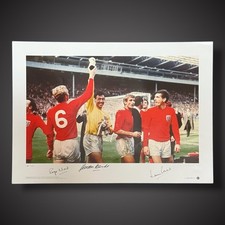 Martin Peters, Roger Hunt and Gordon Banks England A2 size Signed Poster £35