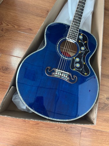 Custom blue acoustic guitar - custom,