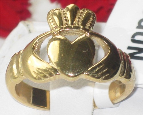 Ladies claddagh ring gold 18k - gold,