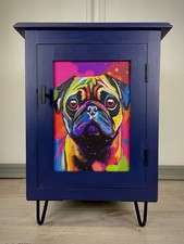 Hand Painted Pug Side Table /