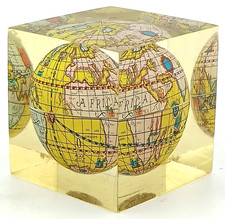 Vintage Cubed Planet Earth Globe Paperweight