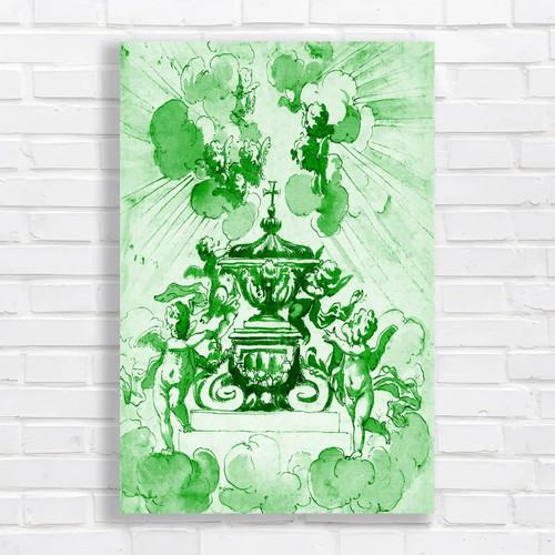 Baroque cherub fountain green - baroque,