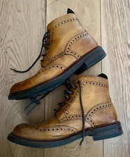 Loake Mens Bedale Brogue Boots Brown Oxblood Burnished Leather Mens Shoes