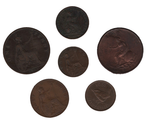 Old british coins - coins, x6