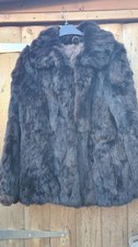 GORGEOUS VINTAGE DARK CHOCOLATE RABBIT REAL FUR COAT JACKET