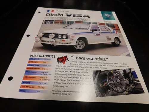 1983 citroen visa spec sheet - visa,