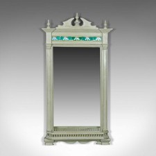 Large, Painted, Antique Wall Mirror, Victorian, Overmantel, Pier, Tiles c.1890