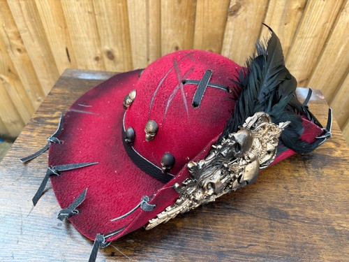 Red distressed pirate hat - pirate,