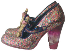 Irregular Choice Women's Smooch Ice Cream Pink Glitter Heels Shoes UK 5 EU 38