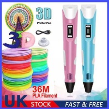 3D Printing Pen Set Doodle PLA Filament Printer Drawing 12 Colours Gift For Kids