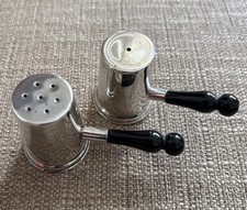 Solid Silver Vintage Salt and Pepper Pots with Ebony handles