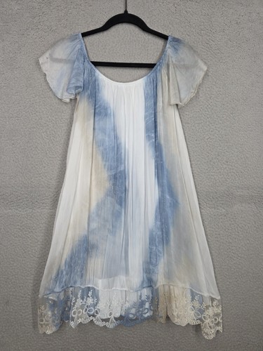 Blue silk chiffon shift dress - chiffon,