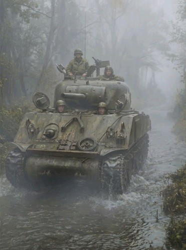 British sherman tank outside - sherman,