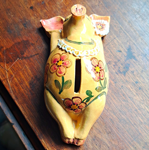 Ceramic pottery pig ornament - ceramic,