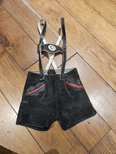 Vintage Childs Original Suede Lederhosen Bottle Green