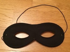 Matt black Zorro style mask. fancy dress, masked ball