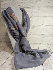 AVON scarf sheer grey orange white black floral 48 x 182cm