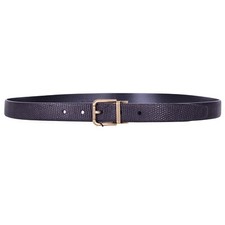 DOLCE & GABBANA Classic Lizard Leather Belt with Roller Buckle Black 07808