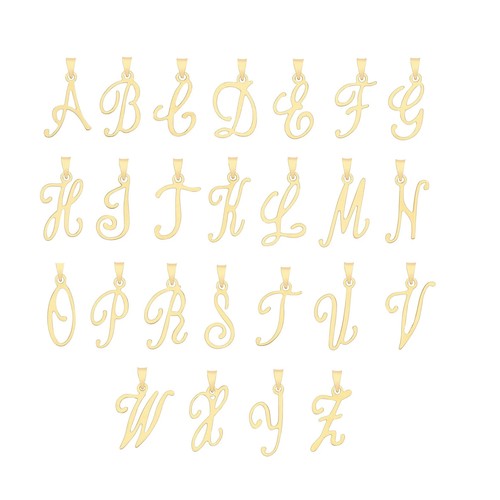 9ct gold initial script - gold, italic