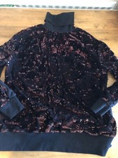 Zara Roll Neck Sequin Detail Jumper/Top Medium