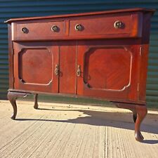 Vintage 1930s Mahogany Sideboard Drawer Cupboard Unit, Queen Anne Legs