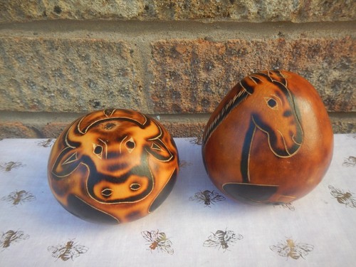 Vintage peruvian gourd - gourd,