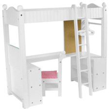 Olivias Little World White Doll Bunk Bed with Desk 18inch Wooden
