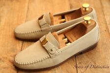 Salvatore Ferragamo Brass Bit Cream Suede Loafers Shoes Men's UK 7.5 D US 8