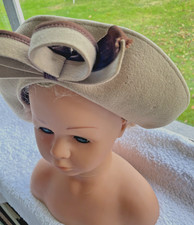 ORIGINAL VINTAGE 1940S HAT BEIGE BROWN BY JACOLL ENGLAND