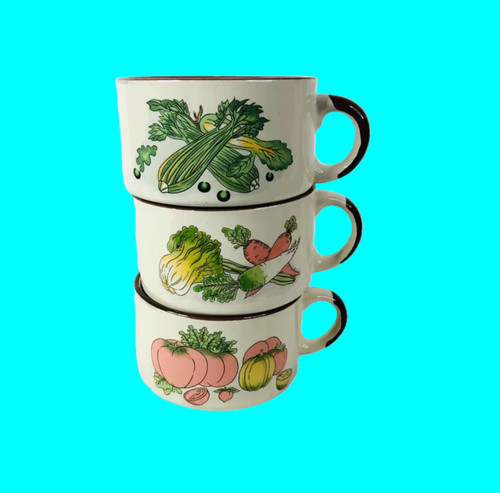 Set retro 1970s soup - 1970s, cups