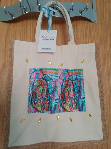 Jute bag with colourful