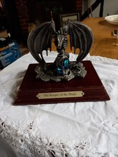 Vintage Pewter Statue Figurine Dragon Gems Roger Gibbons KEEPER OF THE MAGIC 4''