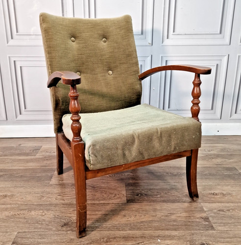 Vintage button back armchair - back,