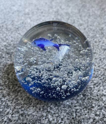 Cobalt blue glass paperweight - glass,