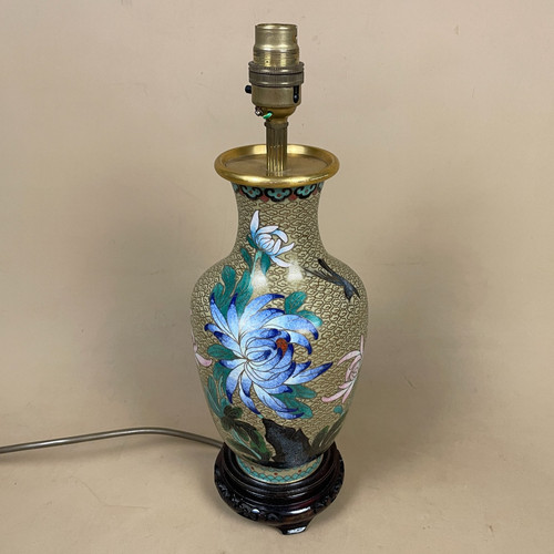 Oriental cloisonne lamp gold - lamp,