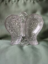 Victorian Butterfly Divided Glass Plate/ Dish British Antique 21x19cm