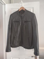 Superdry International Leather Racer Motorbike Jacket Size XLarge Lambskin Black