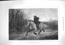 Old Antique Print 1871 Belated