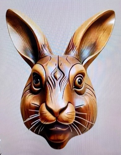 Large rabbit hare head - large, 2d