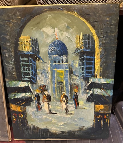Old baghdad mosque handpainted - old,